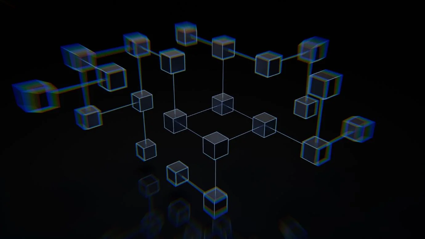 Multiple cubes connecting with each other on a 3D plane