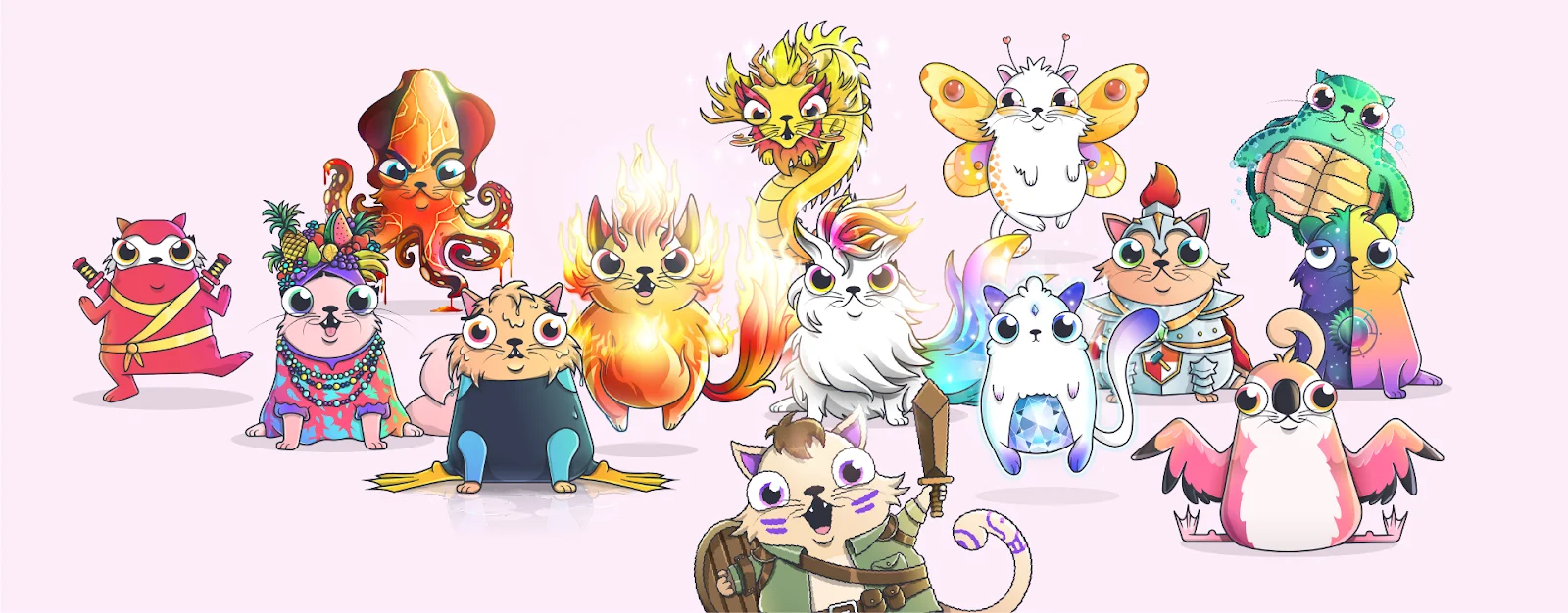 Different CryptoKitties displayed as rounded icons