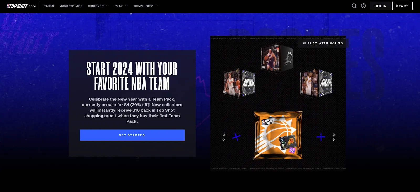 NBA Top Shot’s landing page