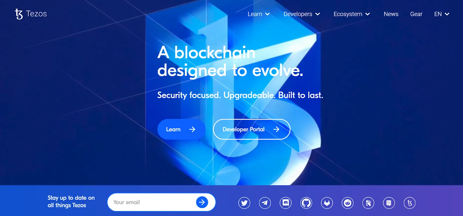 Landing page of the Tezos blockchain