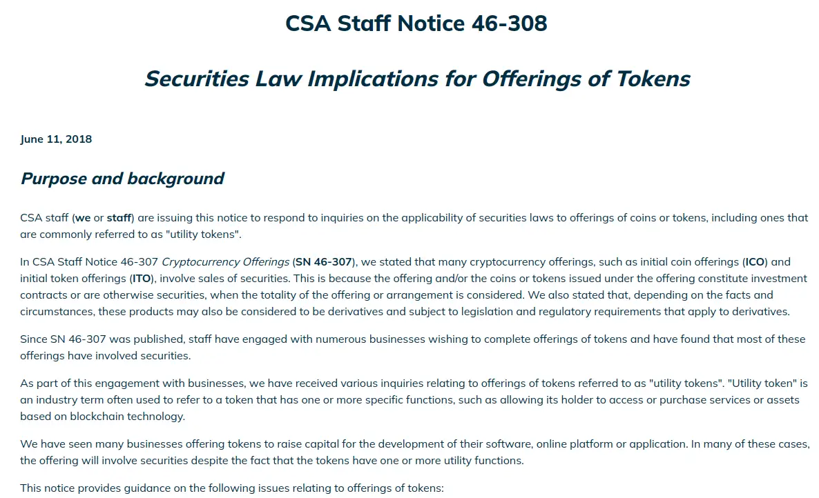 CSA Staff Notice 46-308