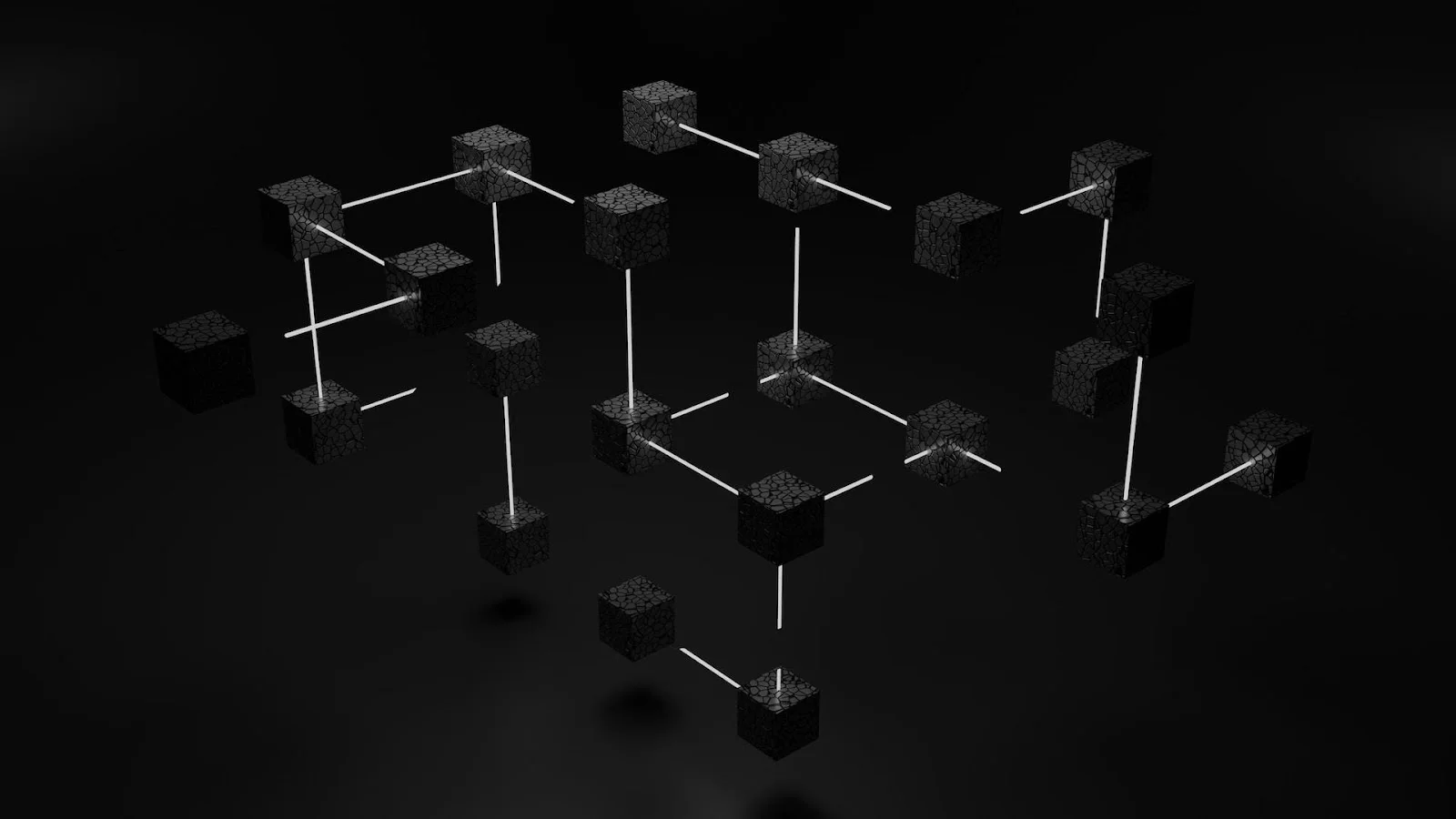 A chain of black blocks arranged in 3D space