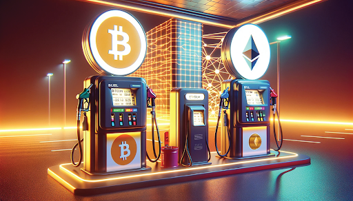 A filling station representation of Bitcoin and Ethereum