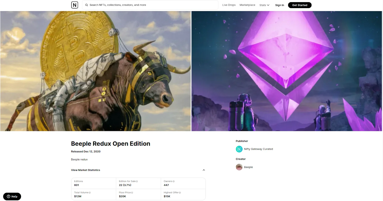 Beeple Redux Open Edition for sale on NiftyGateway