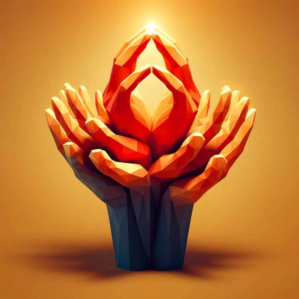 A low-poly image of hand stack