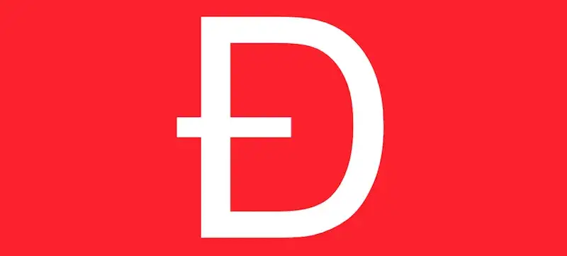 Logo of The DAO with red background